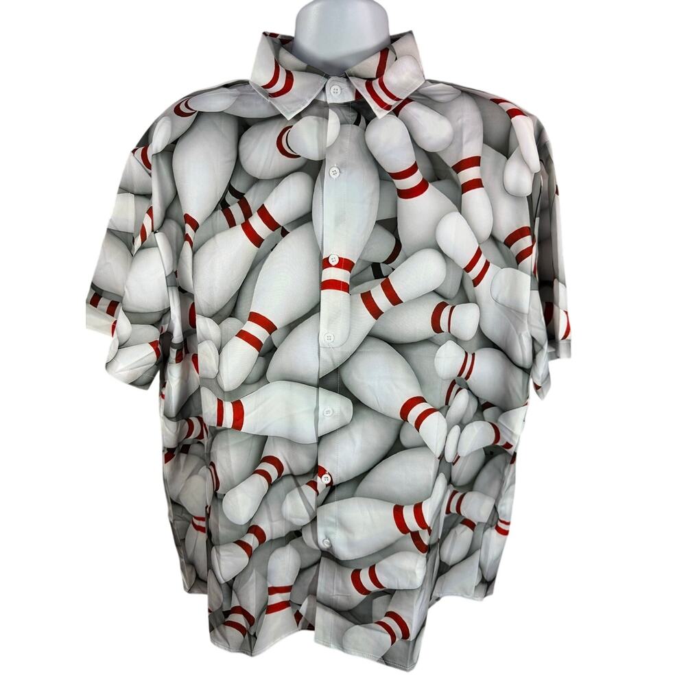 Yopmin Bowling Pins Button Up Shirt New Size Large
